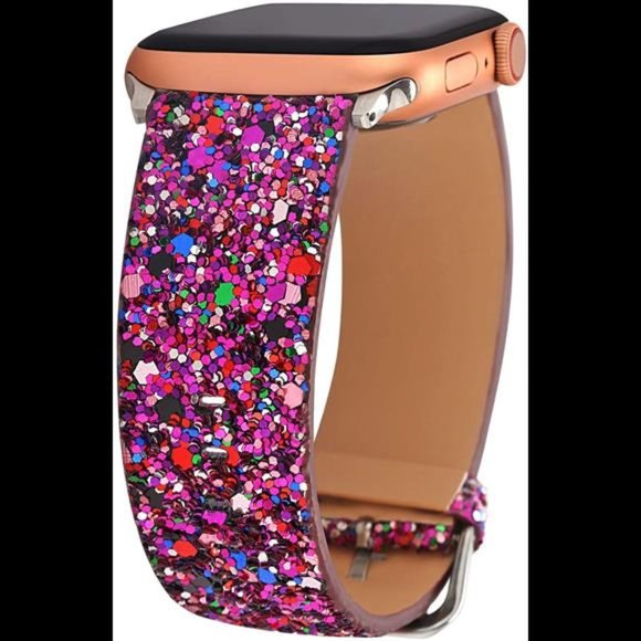 Luxury Sparkle Leather Bling Band Compatible for iWatch 38mm 40mm - Picture 2 of 5
